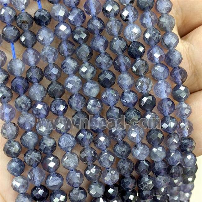 Natural Blue Iolite Beads Faceted Round