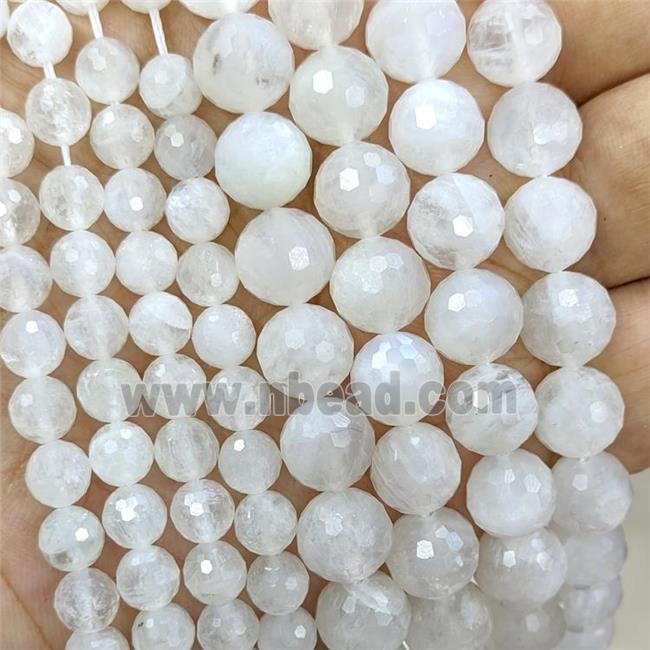 Natural White Moonstone Beads Faceted Round