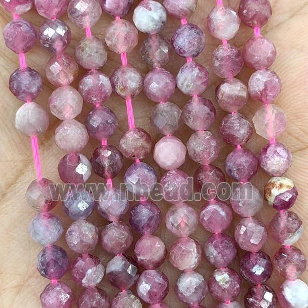 Natural Pink Tourmaline Beads Faceted Round B-Grade