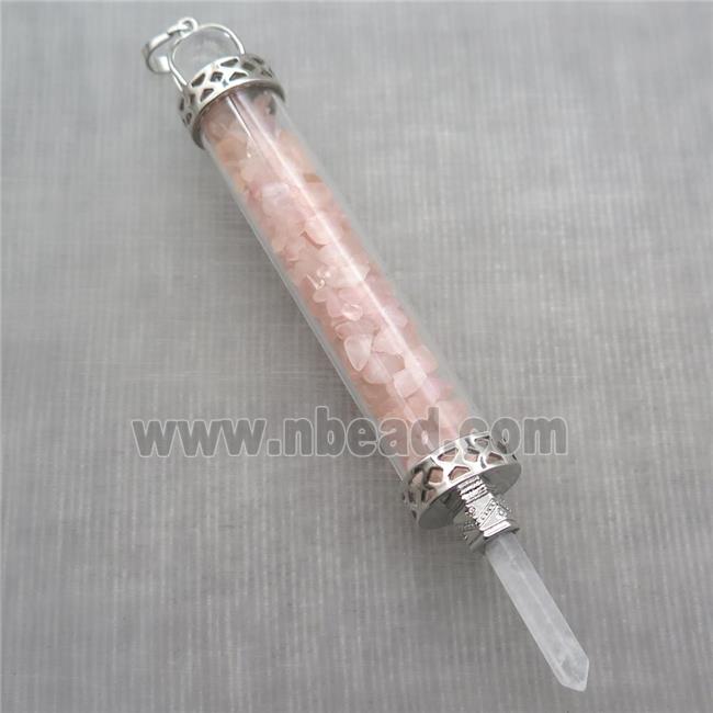 rose quartz chips pendant