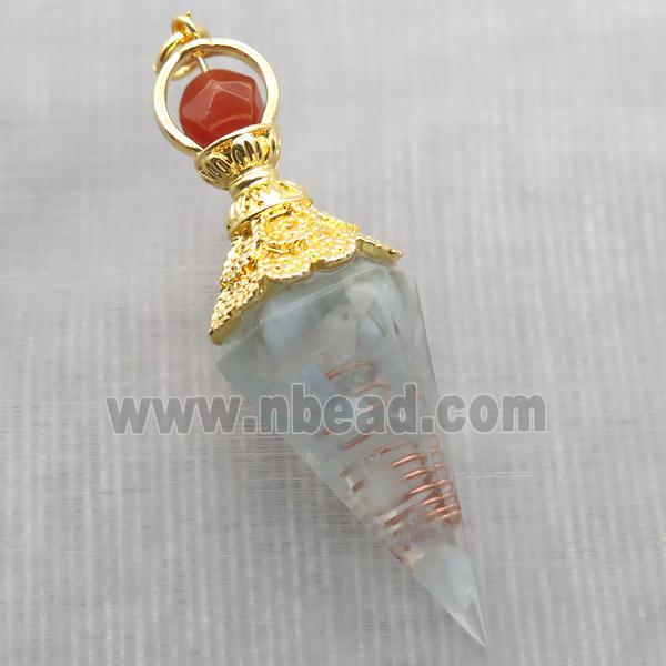 blue aquamarine chips pendulum pendant