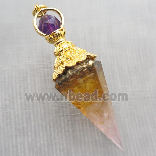 yellow citrine chips pendulum pendant