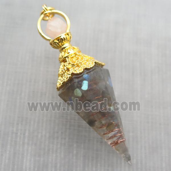 Labradorite chips pendulum pendant