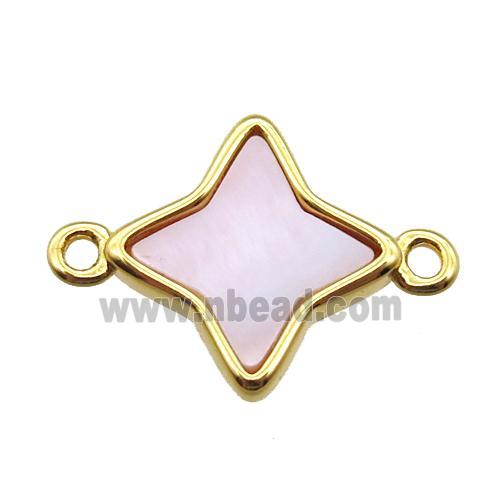 pink Queen Shell star connector, gold plated