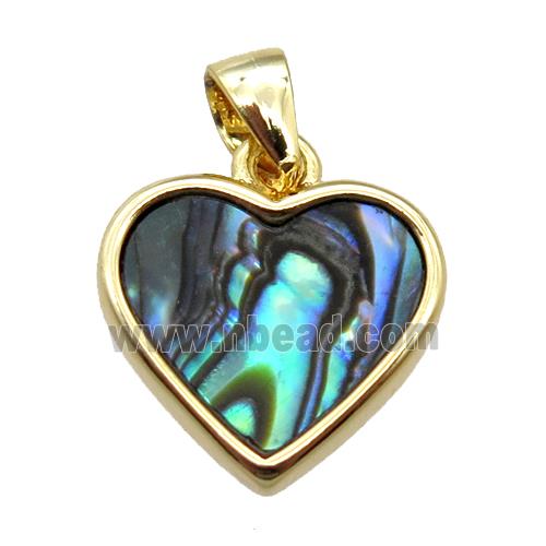 Abalone Shell heart pendant, gold plated