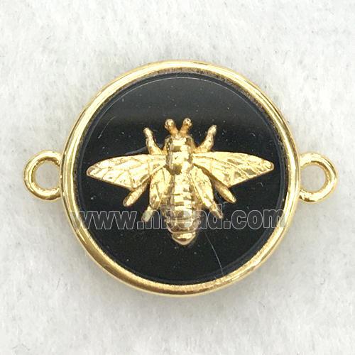 black onyx circle connector with honeybee