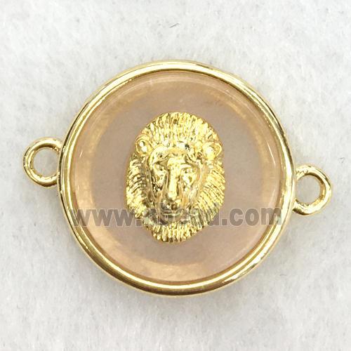 peach sunstone circle connector with lionhead