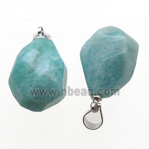 green Amazonite pendant, freeform