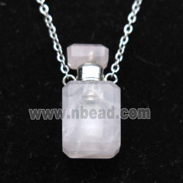 Rose Quartz perfume bottle Necklace