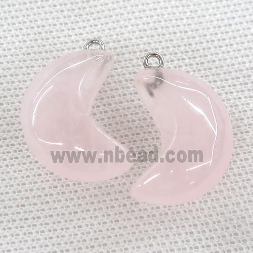 Rose Quartz pendant, Crescent moon