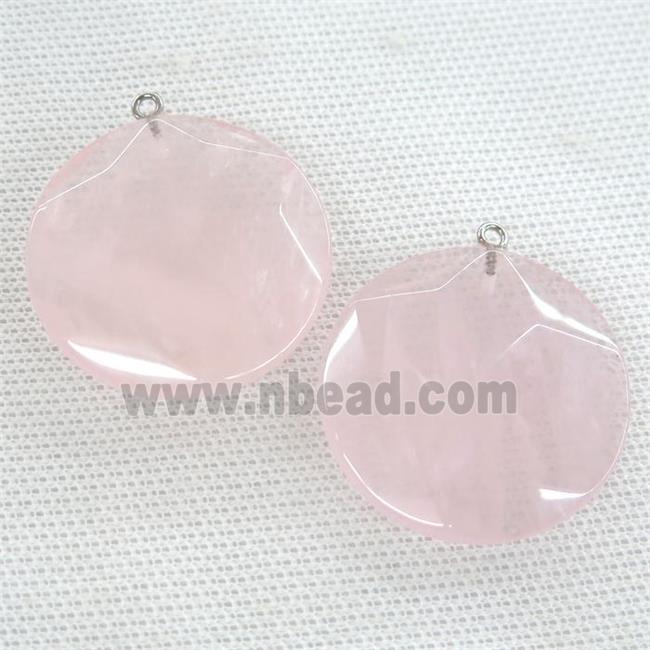 Rose Quartz circle pendant