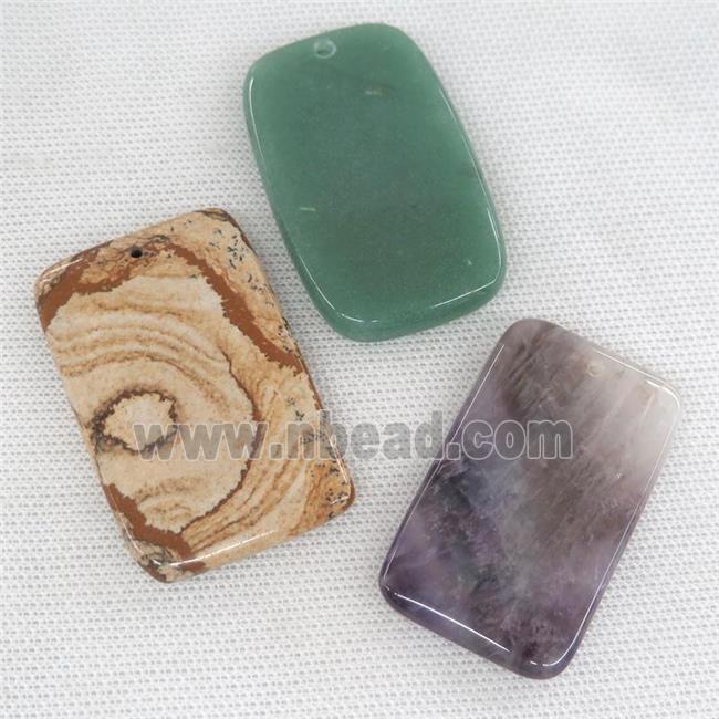 mixed Gemstone rectangle pendant