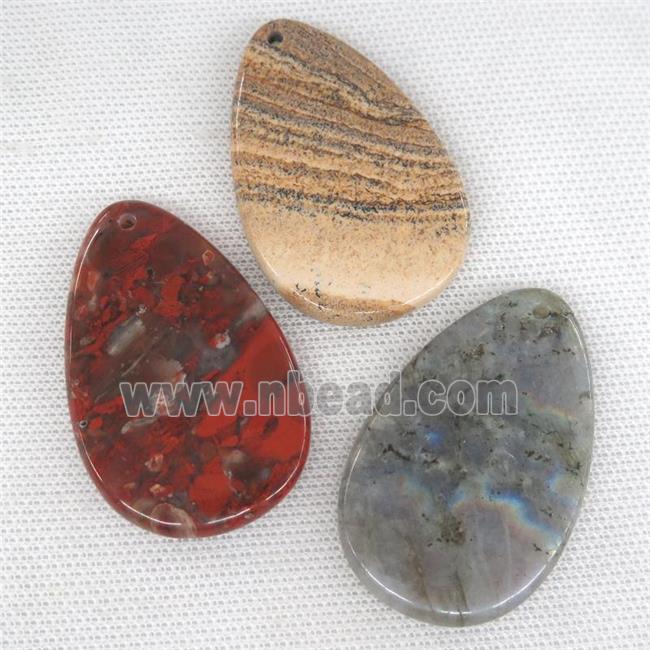 mixed Gemstone teardrop pendant