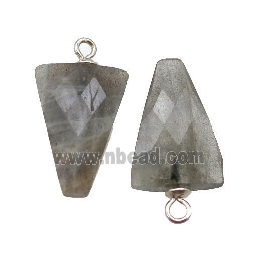 Labradorite pendant, faceted arrowhead