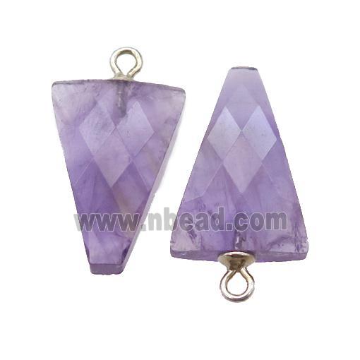 purple Amethyst pendant, faceted arrowhead