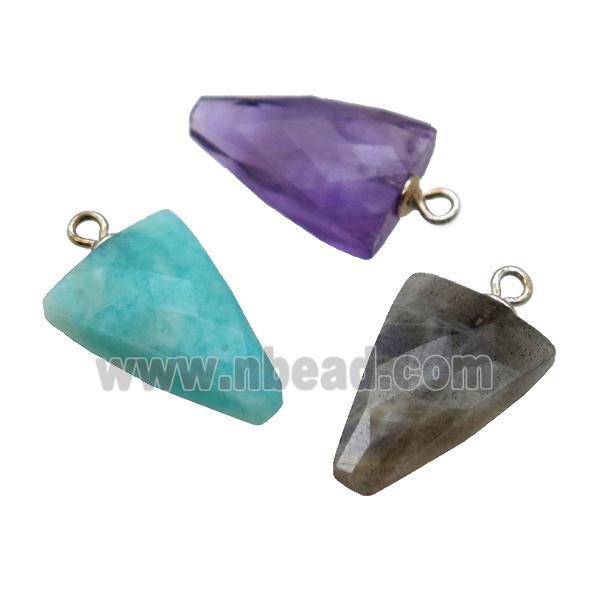 mixed Gemstone pendant, faceted arrowhead