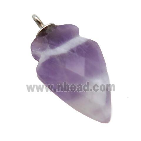 Dogteeth Amethyst pendant, faceted arrowhead