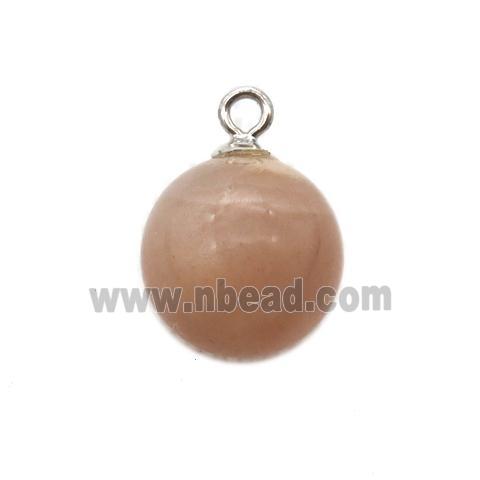 round peach MoonStone ball pendant