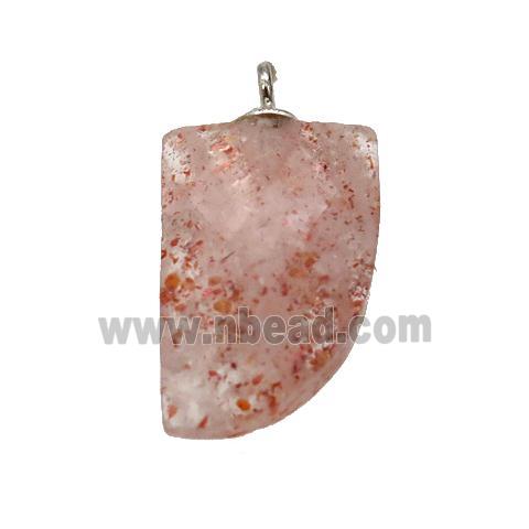 pink Strawberry Quartz pendant, faceted knife