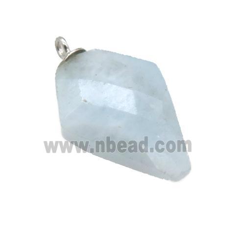 blue Aquamarine pendant, faceted arrowhead