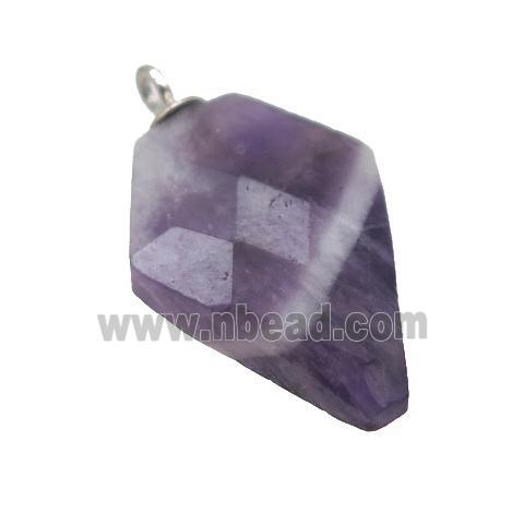 Dogtooth Amethyst pendant, faceted arrowhead