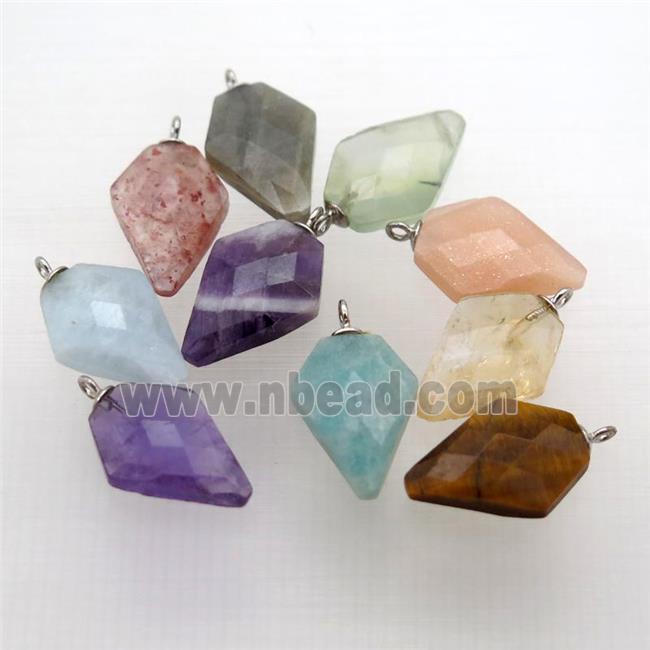 mix Gemstone pendant, faceted arrowhead