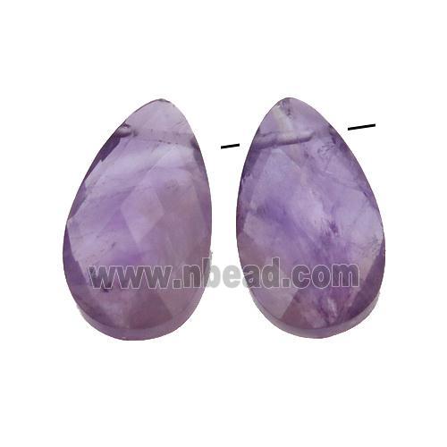 purple Amethyst pendant, faceted teardrop