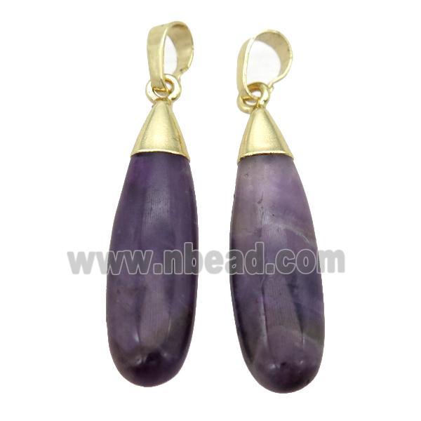 purple Amethyst teardrop pendant, gold plated