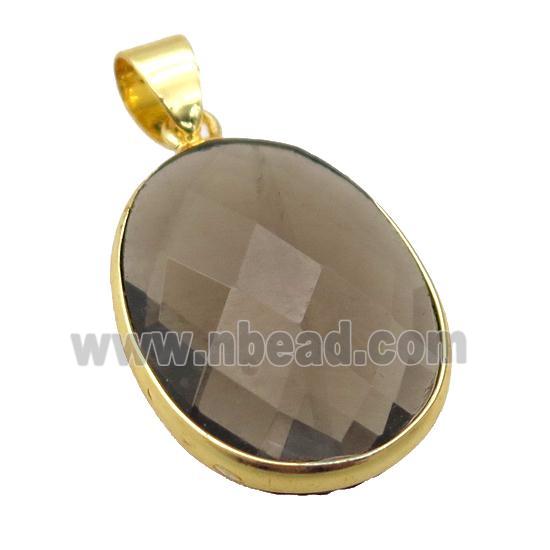 Smoky Quartz oval pendant