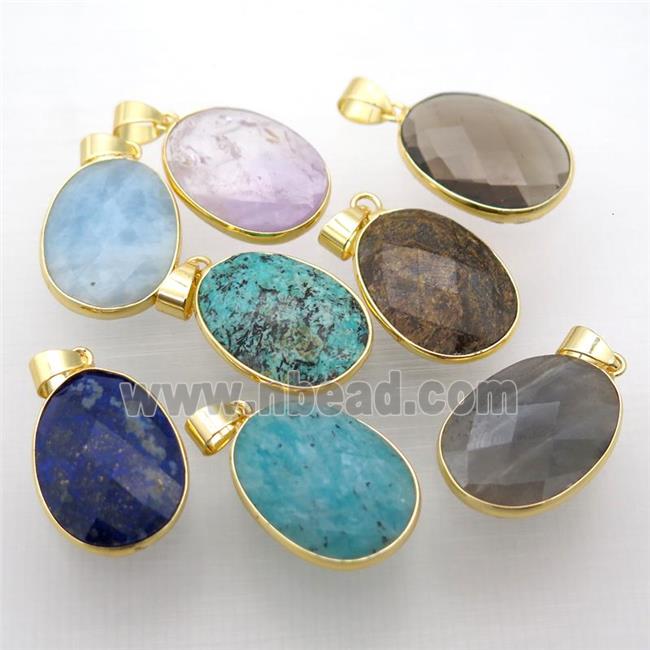 mix Gemstone oval pendant