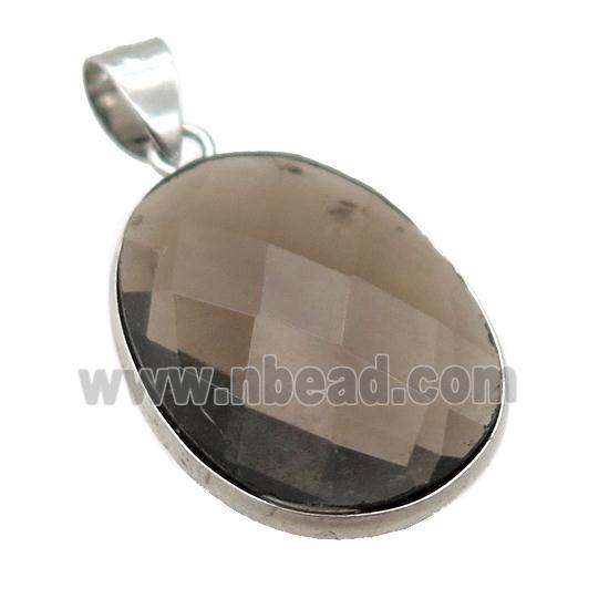 Smoky Quartz oval pendant