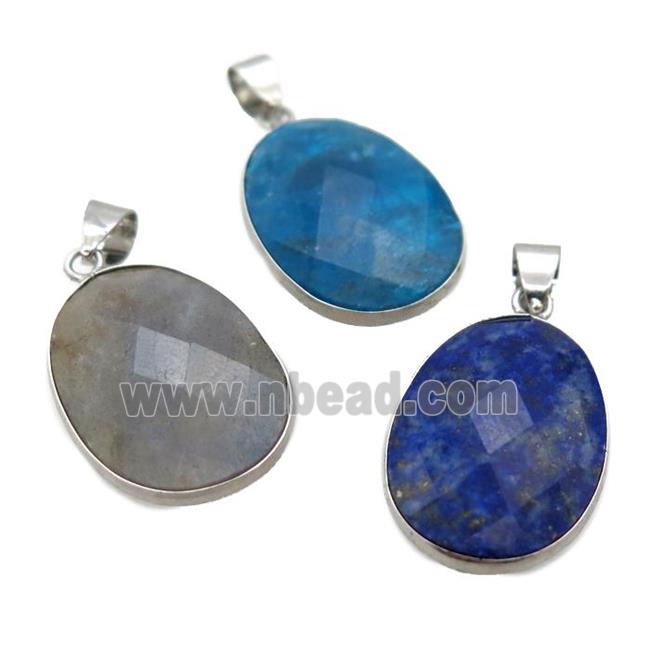 mix Gemstone oval pendant