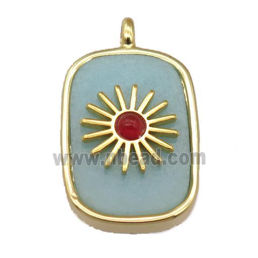 blue Amazonite rectangle pendant