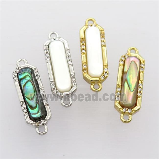 copper connector pave zircon with shell, mixed