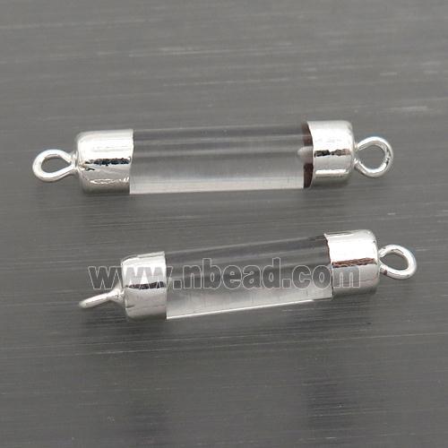 Crystal Quartz column connector, silver plated