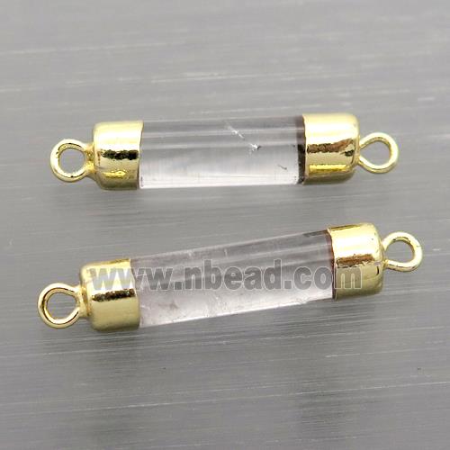 Crystal Quartz column connector, gold plated