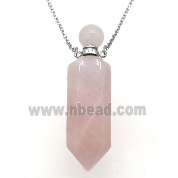 Rose Quartz perfume bottle Necklace