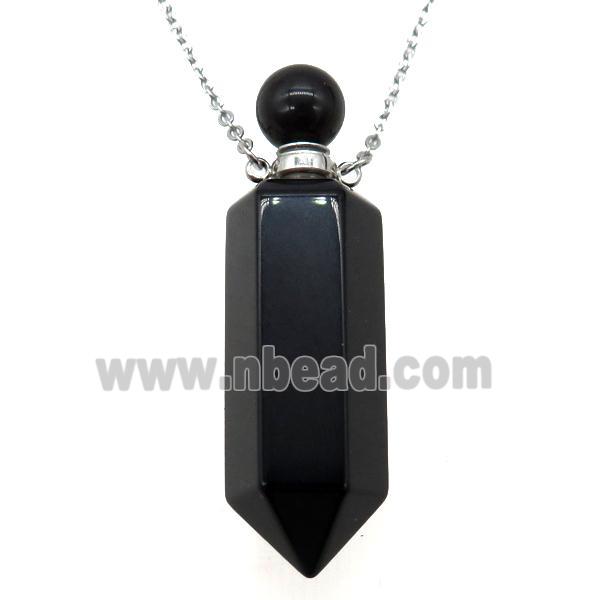 black Onyx Agate perfume bottle Necklace