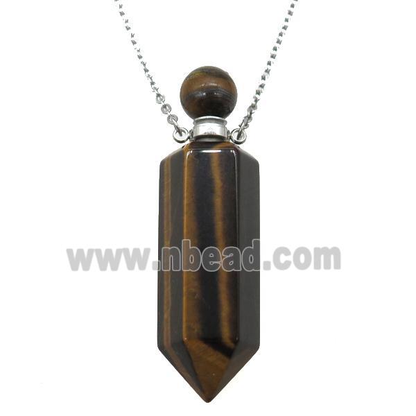 Tiger eye stone perfume bottle Necklace