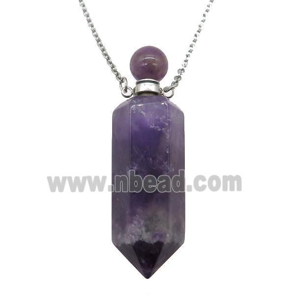 purple Amethyst perfume bottle Necklace