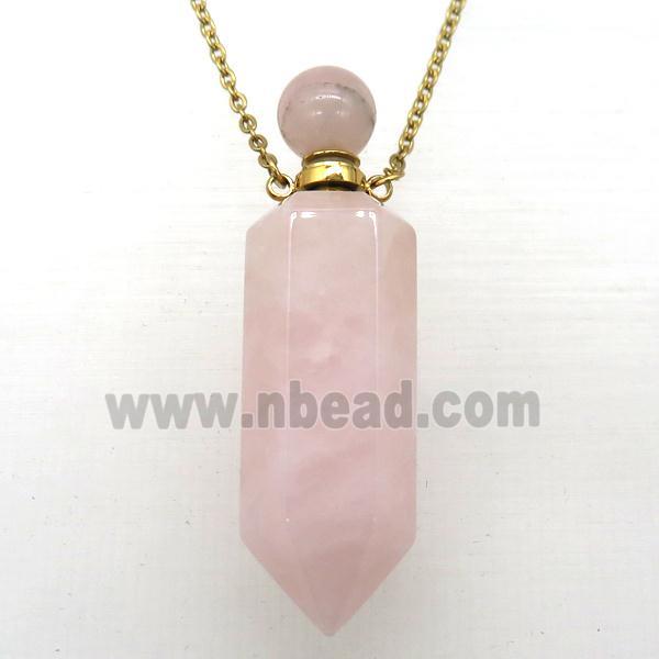 Rose Quartz perfume bottle Necklace