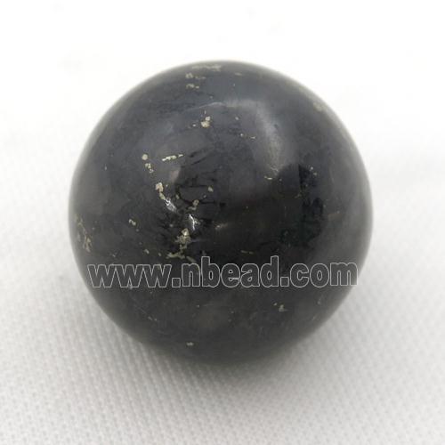 Black Shungite Sphere Massage Ball Globe Nohole