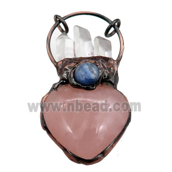 Rose Quartz pendant, antique red