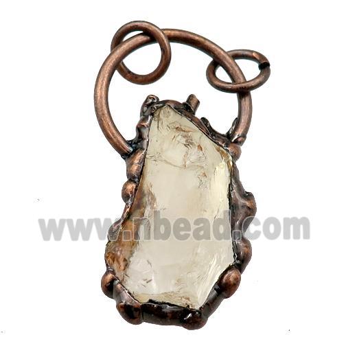 Lemon Quartz pendant, antique red