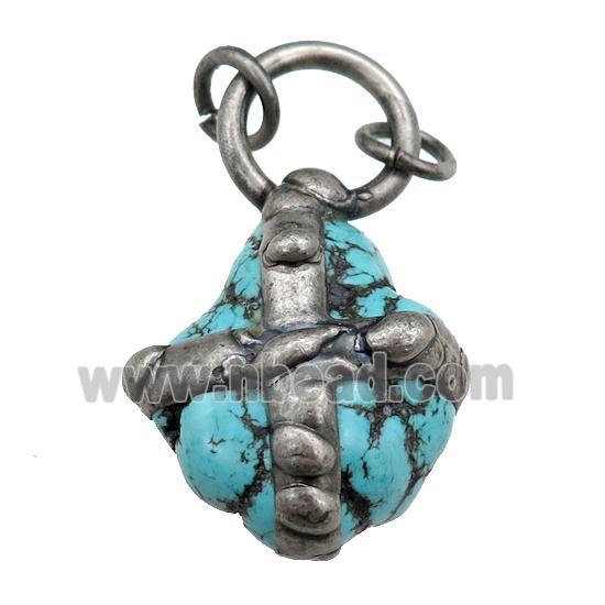 blue Magnesite Turquoise nugget pendant, antique