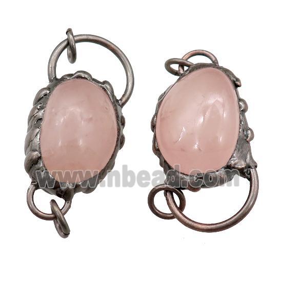 Rose Quartz connector, antique red