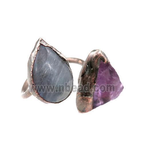 Amethyst Rings, adjustable, antique red