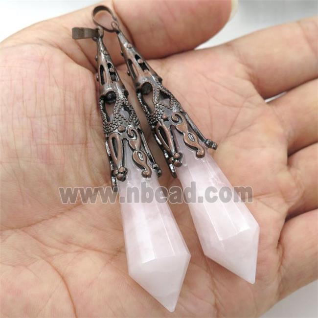 Rose Quartz pendulum pendant, antique red