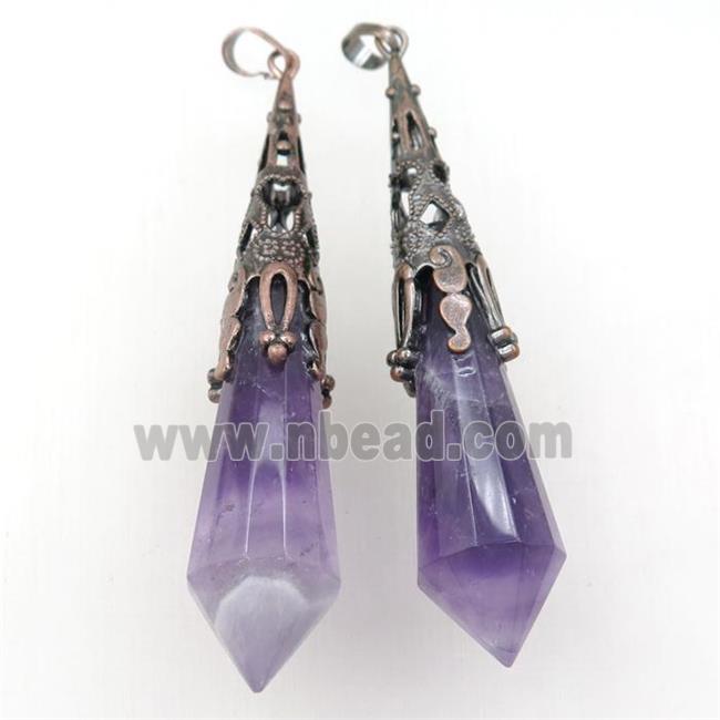 purple Amethyst pendulum pendant, antique red