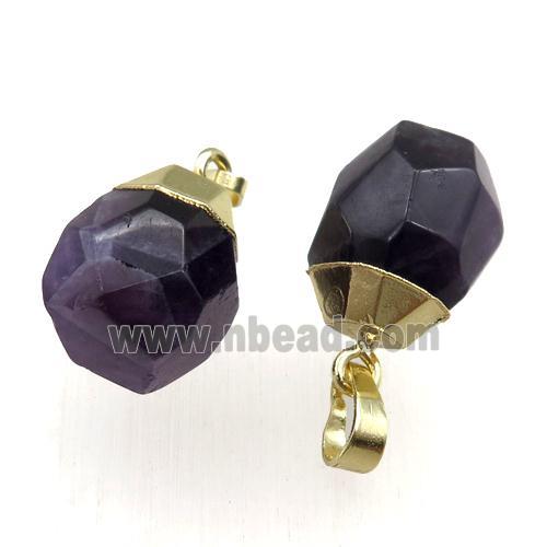 darkPurple Amethyst pendant, faceted teardrop